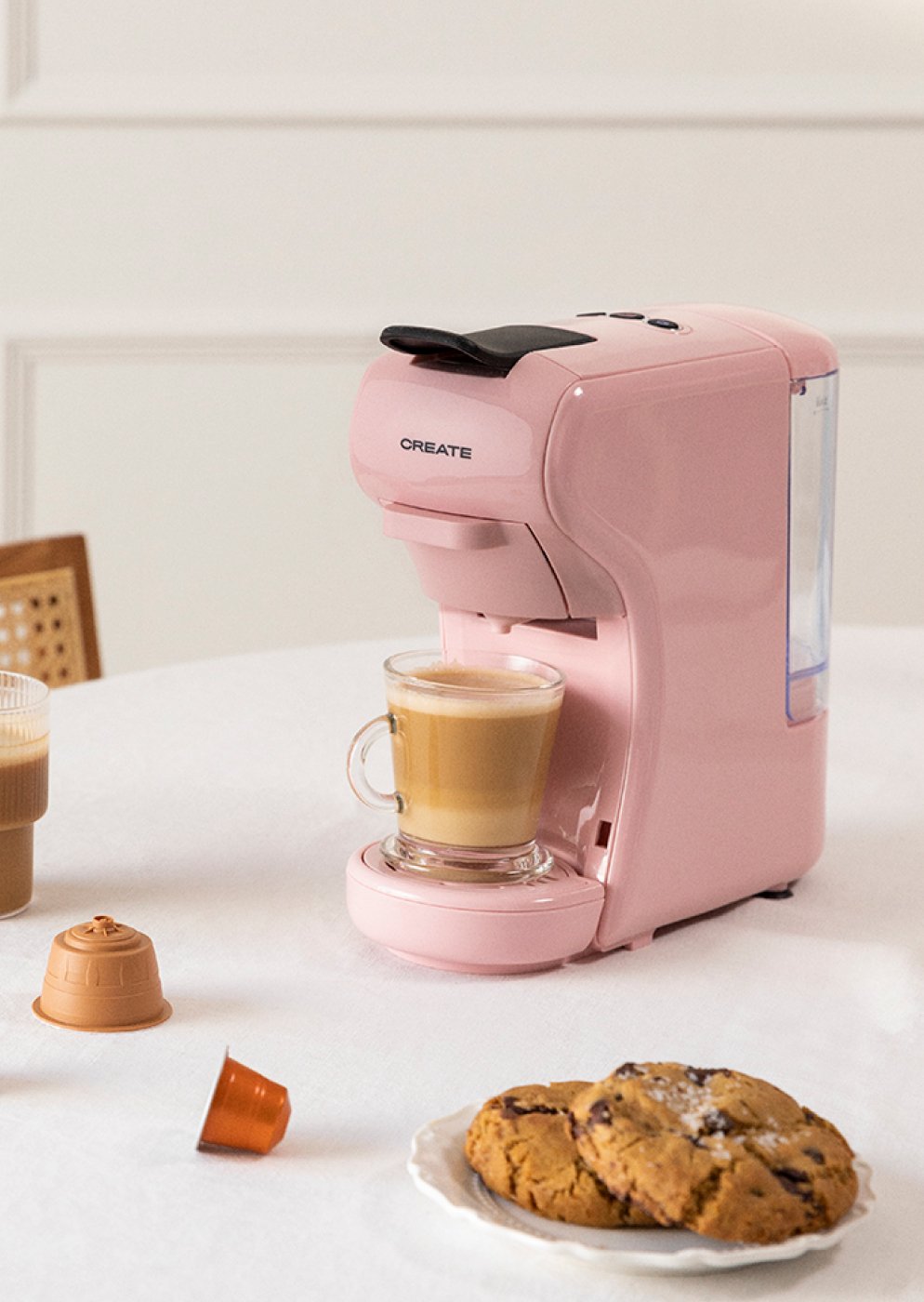 Cafetière, machine à café Mini avec filtre pour café en poudre(pink)