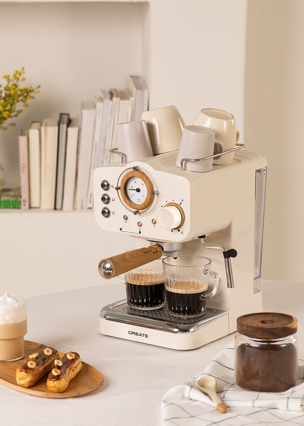 CREATE / THERA EASY/Machine à espresso grise/Machine automatique à espresso  et cappuccino, pour café moulu.