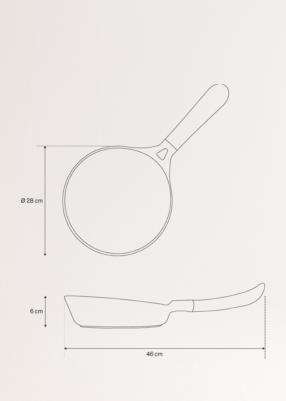 PAN STUDIO - Poêle à frire en fonte d'aluminium avec revêtement céramique, medidas foto vertical