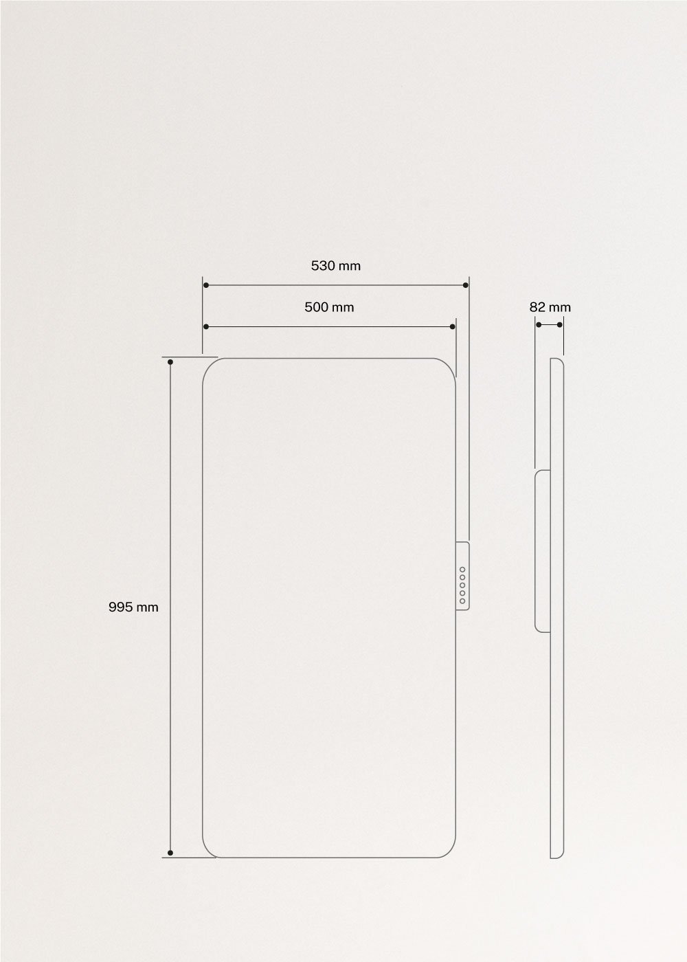 WARM CLEAR - Convecteur électrique mural avec Wifi, medidas foto vertical