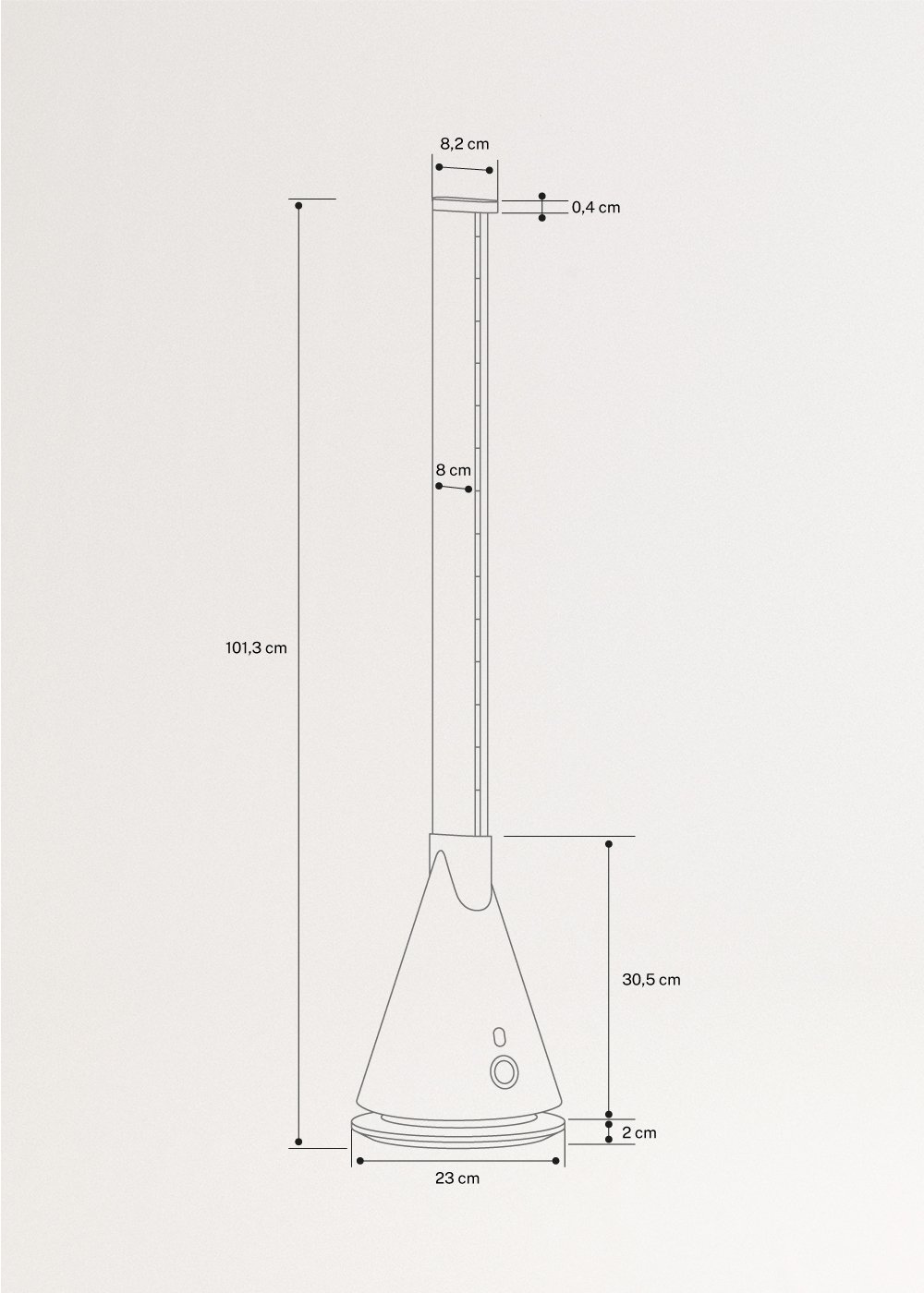 AIR TOWER - Ventilateur de tour sans pales 26W CC, medidas foto vertical