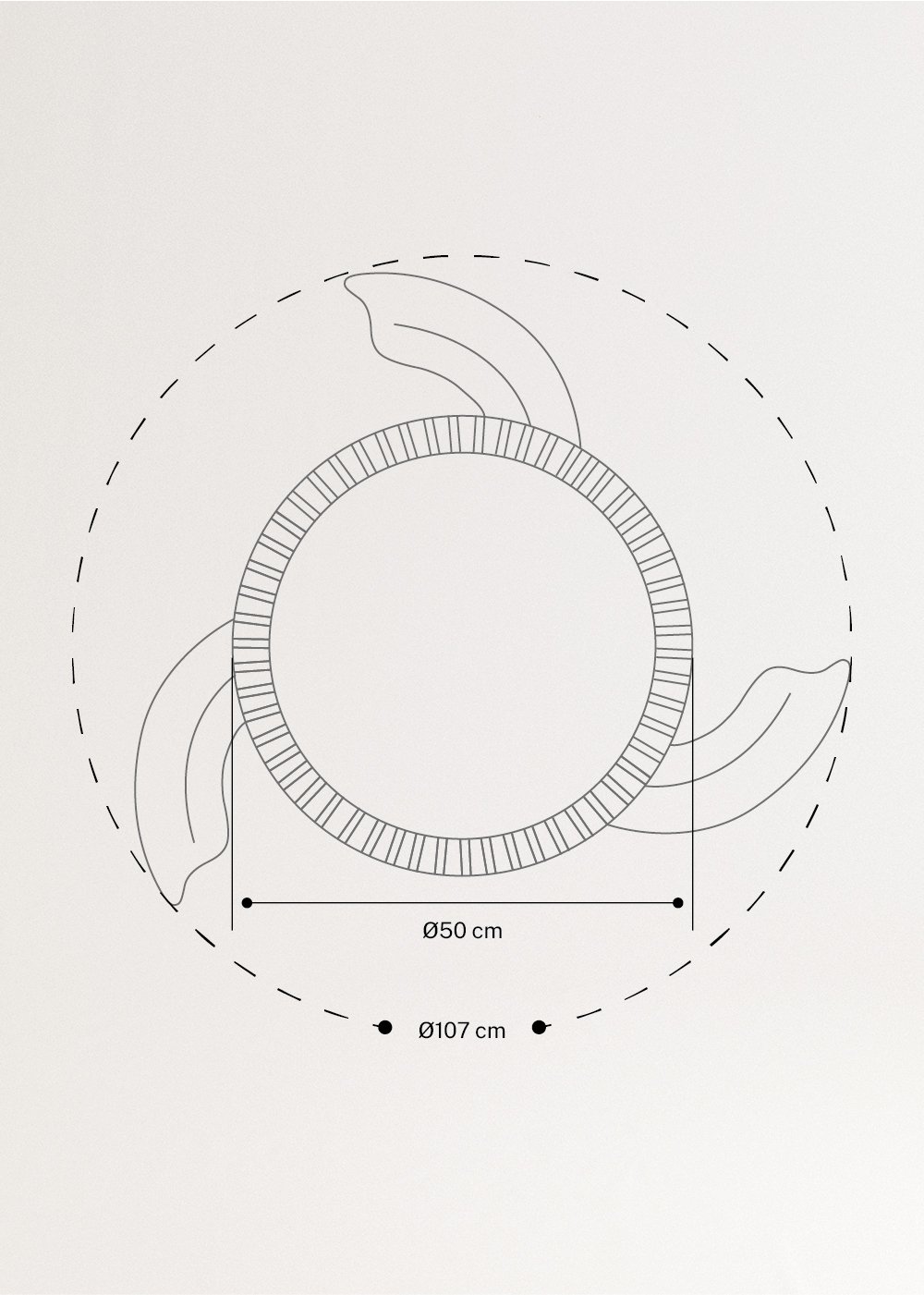 WIND CLEAR RATTAN - Ventilateur de plafond silencieux 40W Ø108cm lames rétractables avec éclairage LED de 36W, medidas foto vertical