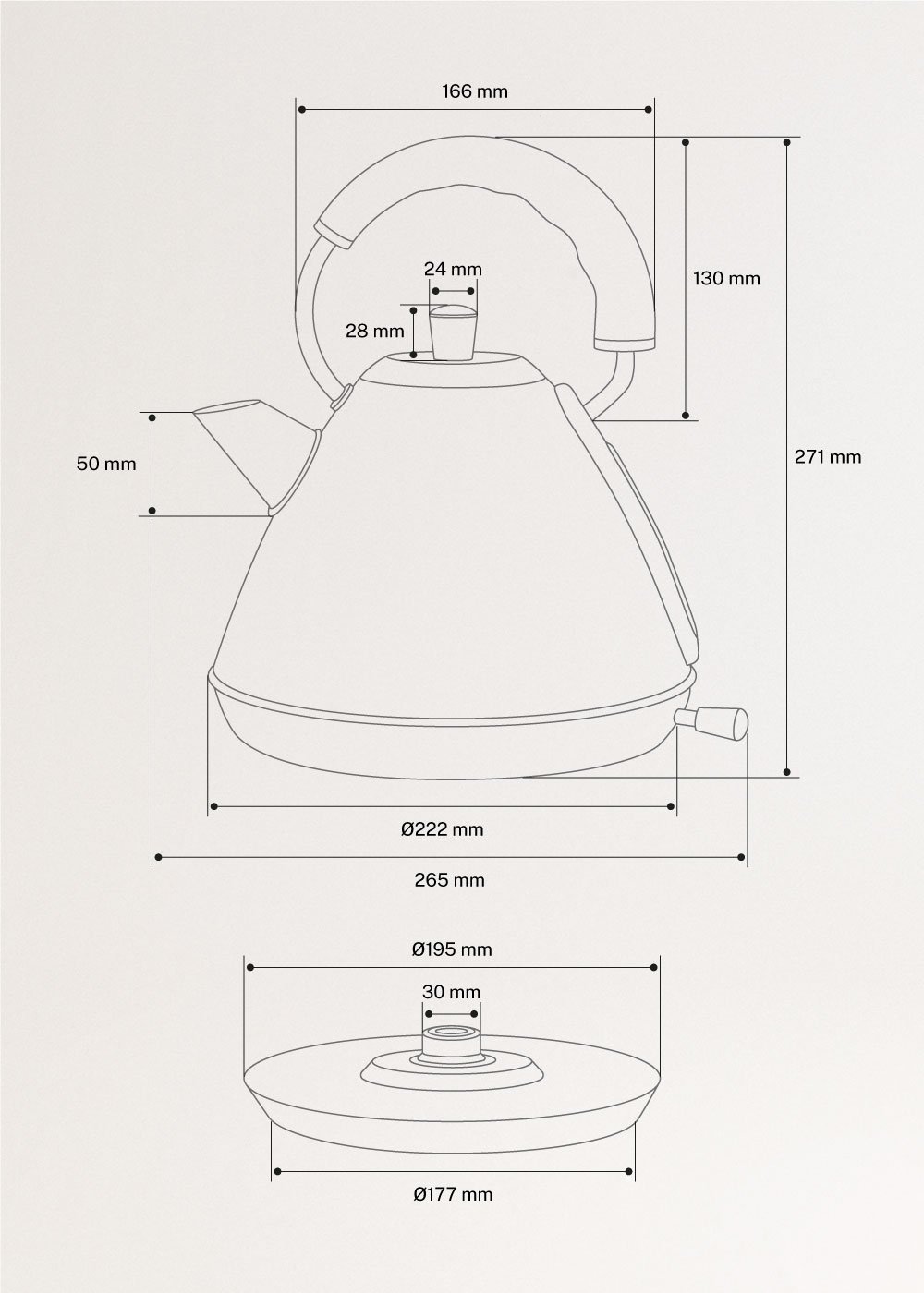 KETTLE RETRO - Bouilloire électrique, medidas foto vertical