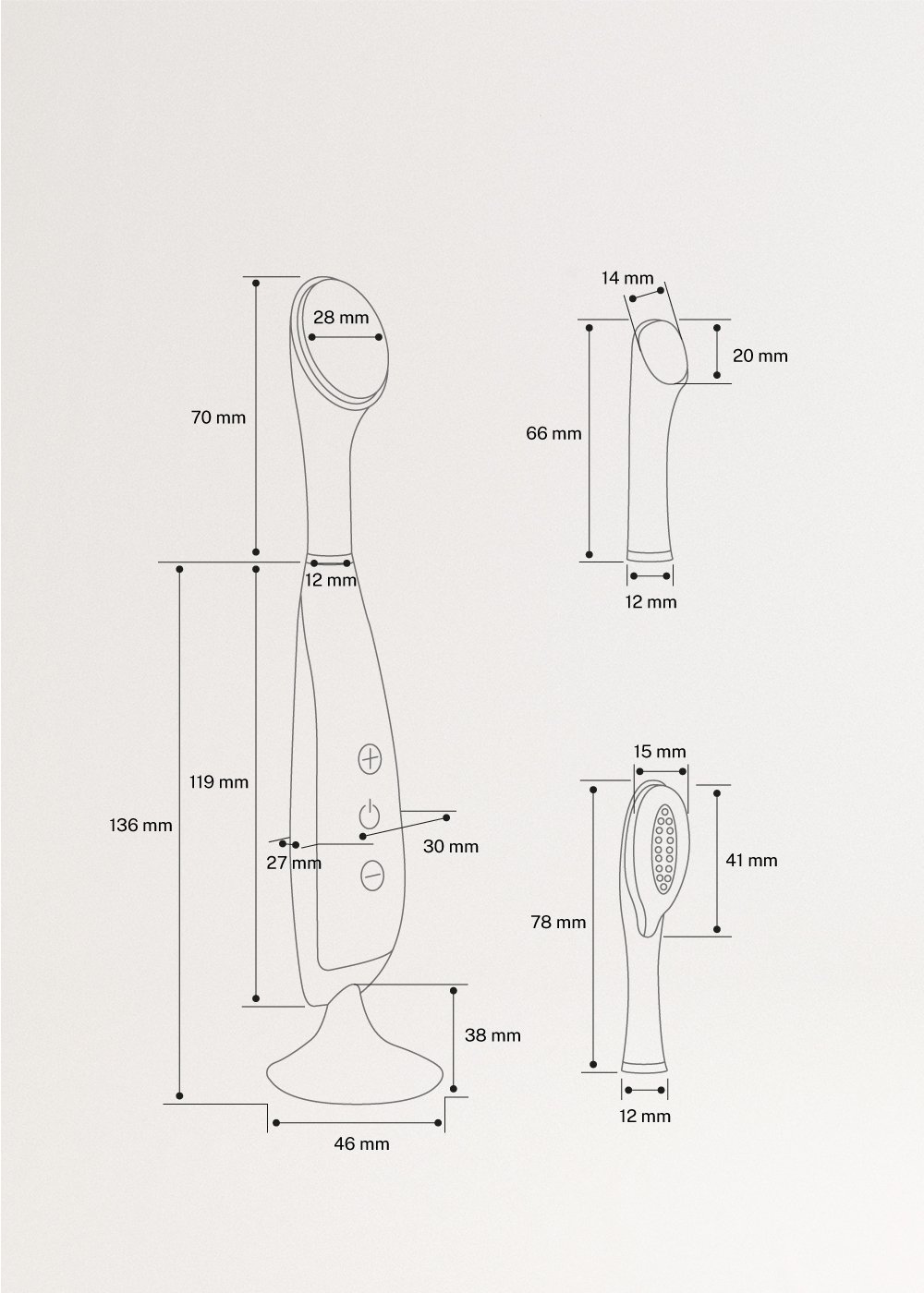 SONIC BEAUTY - Brosse de beauté électrique , medidas foto vertical