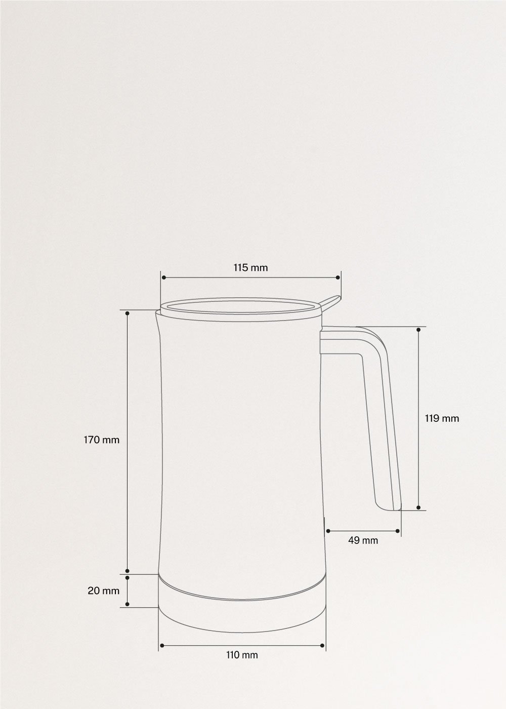 MILK FROTHER STUDIO - Mousseur à lait et chauffe-lait, medidas foto vertical