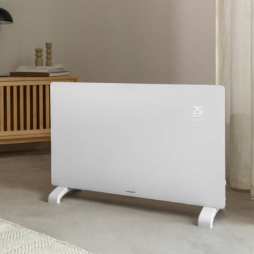 WARM CRYSTAL 2000W - Convecteur Électrique En Verre WiFi Sans Roulettes. Basse Consommation