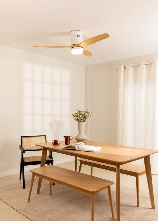 WIND CALM SPECIAL PRICE - Ventilateur de plafond 40W silencieux Ø132 cm 15W 100% bois