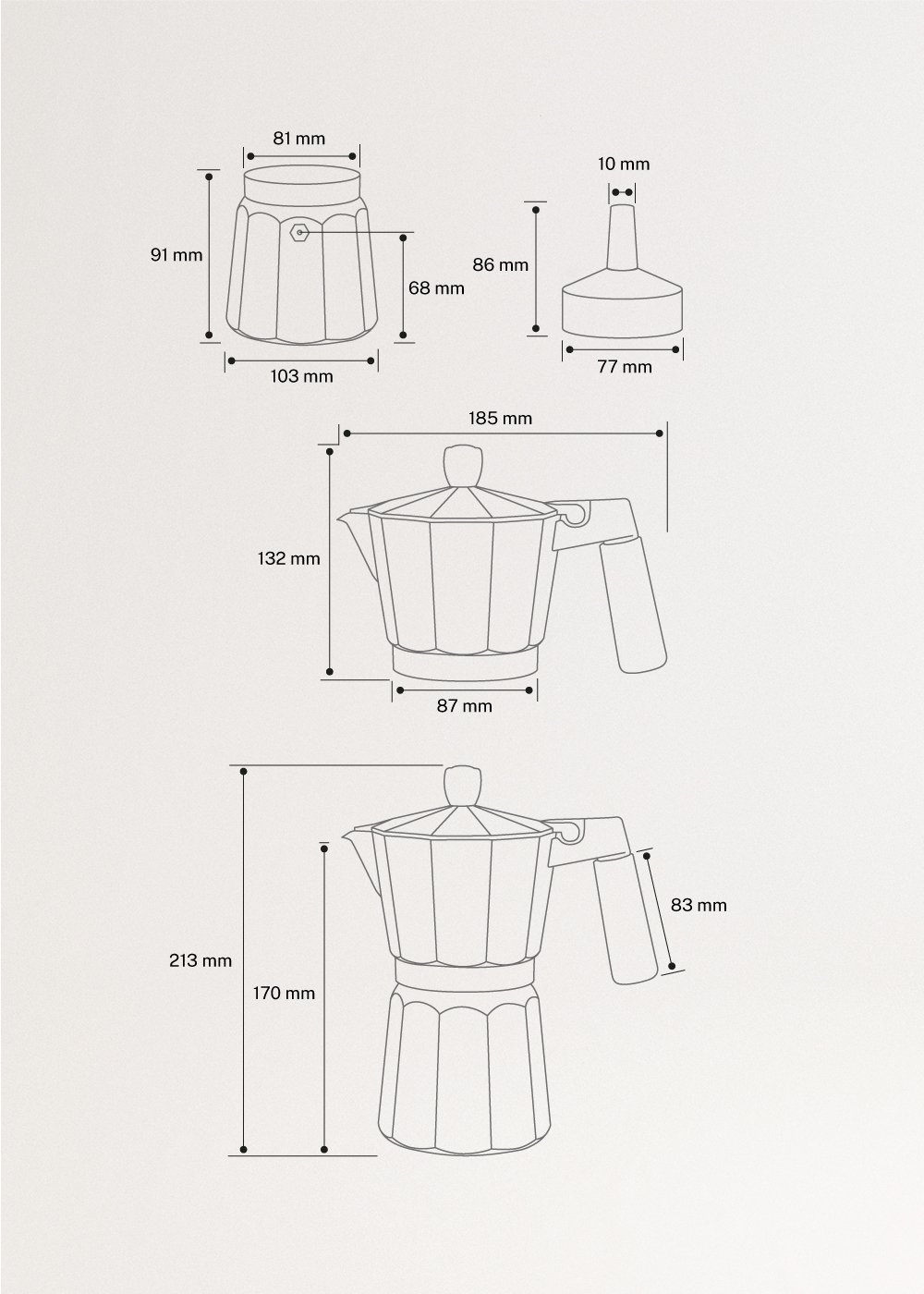 THERA MOKA RETRO - Cafetière italienne, medidas foto vertical