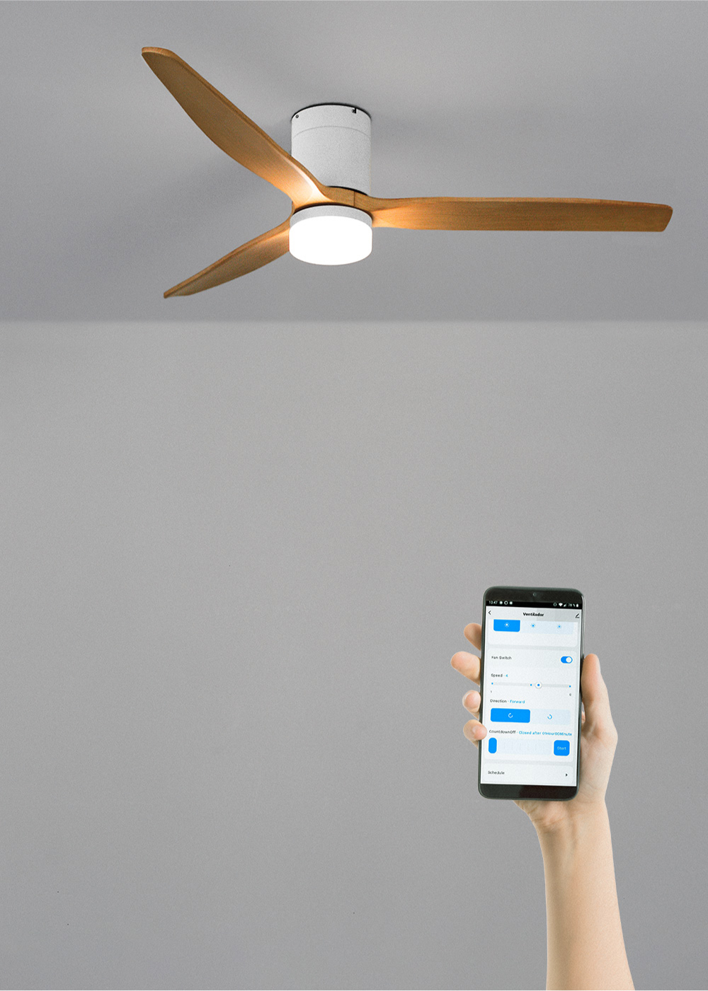 Ventilateur Plafond Télécommandé CREATE WINDSAIL 90W - 163cm Silencieux Avec Minuteur