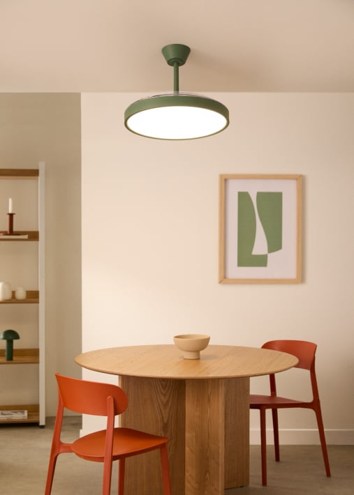 WIND CLEAR STUDIO - Ventilateur de plafond 40W silencieux avec pales rétractables et lumière LED, plusieurs tailles