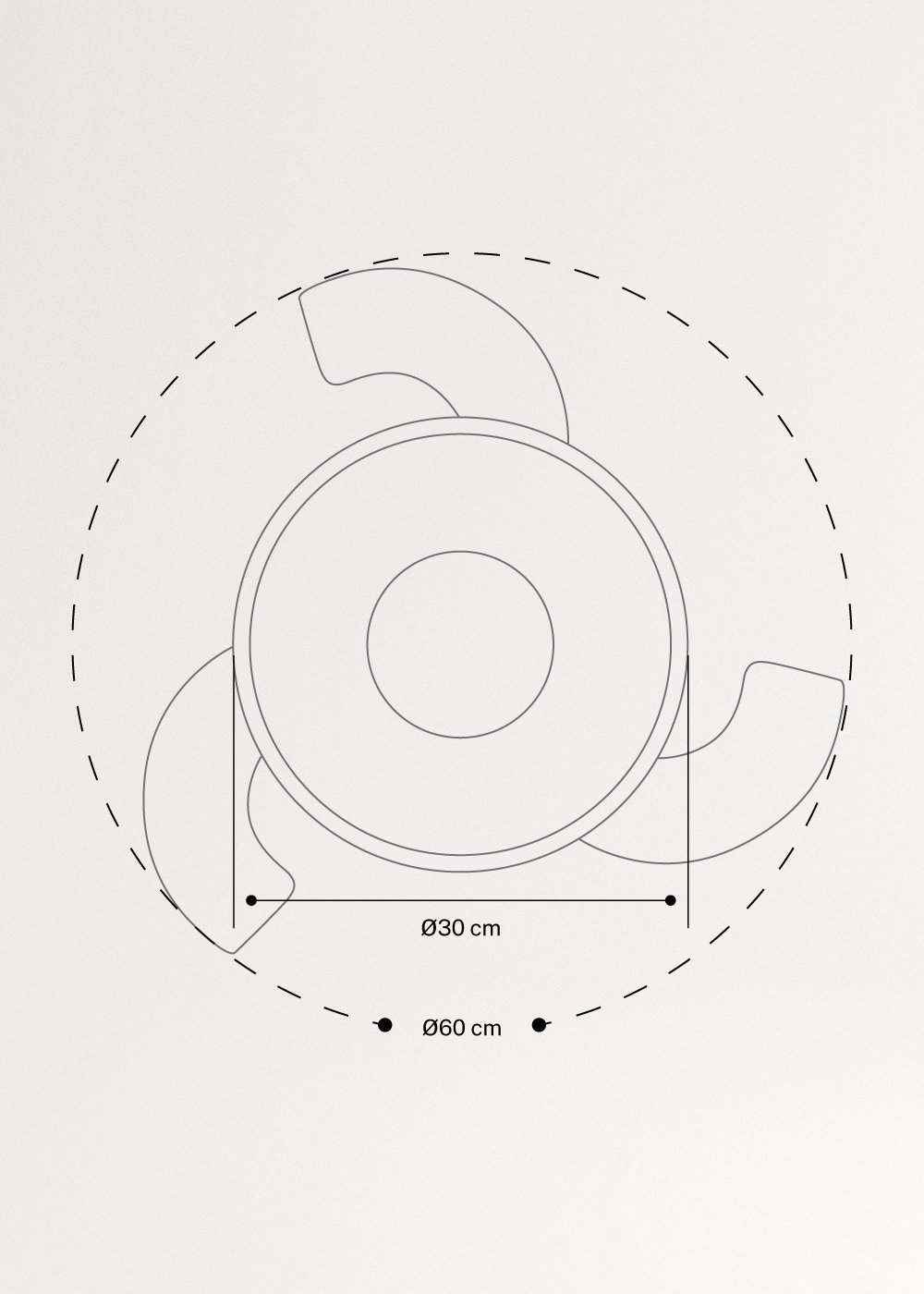 WIND CLEAR CUP - Ventilateur de plafond 40W silencieux Ø55cm pales rétractables avec lumière LED, medidas foto vertical