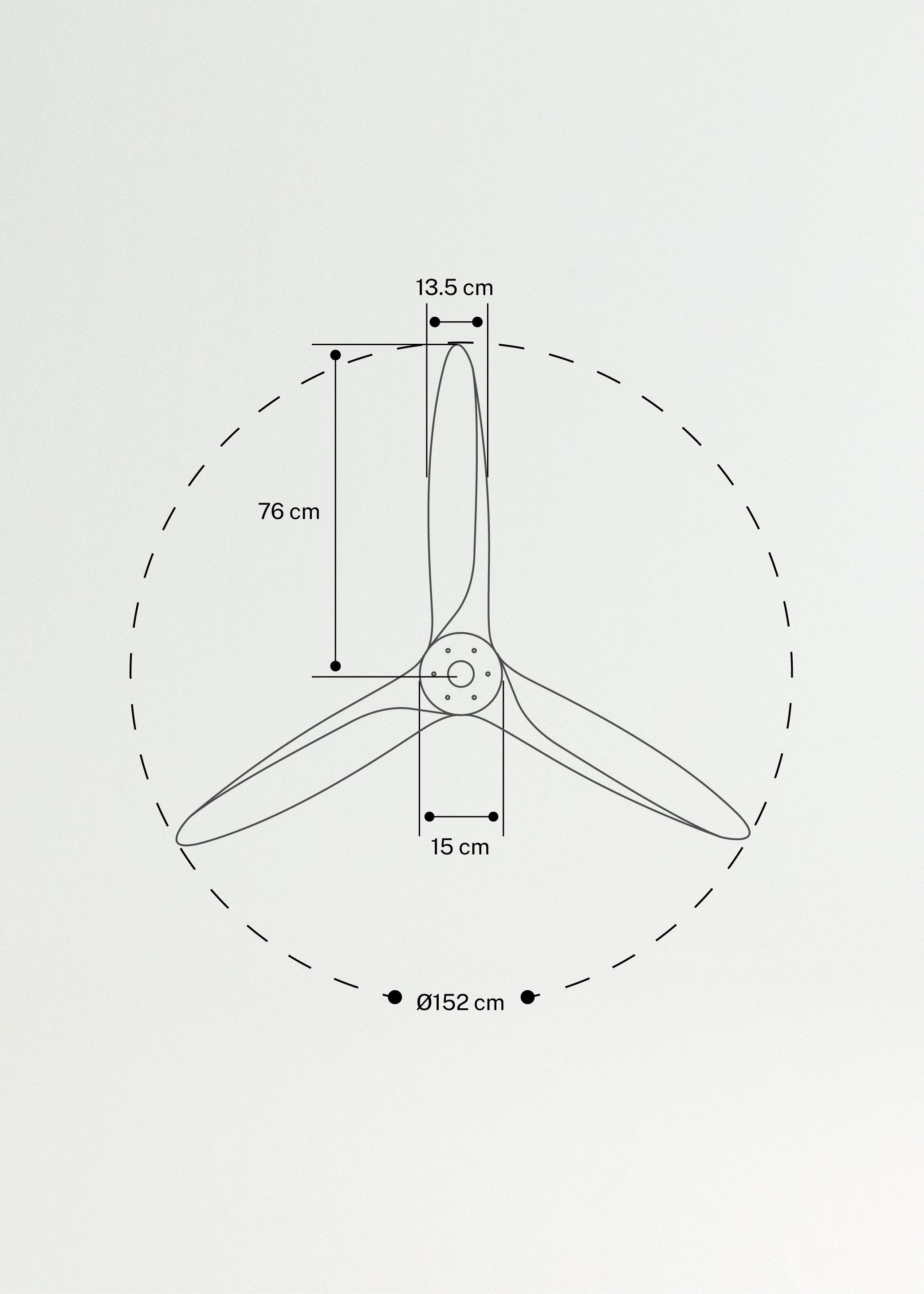 WIND CENTURY - Ventilateur de plafond 40W silencieux Ø152 cm 100% bois, medidas foto vertical