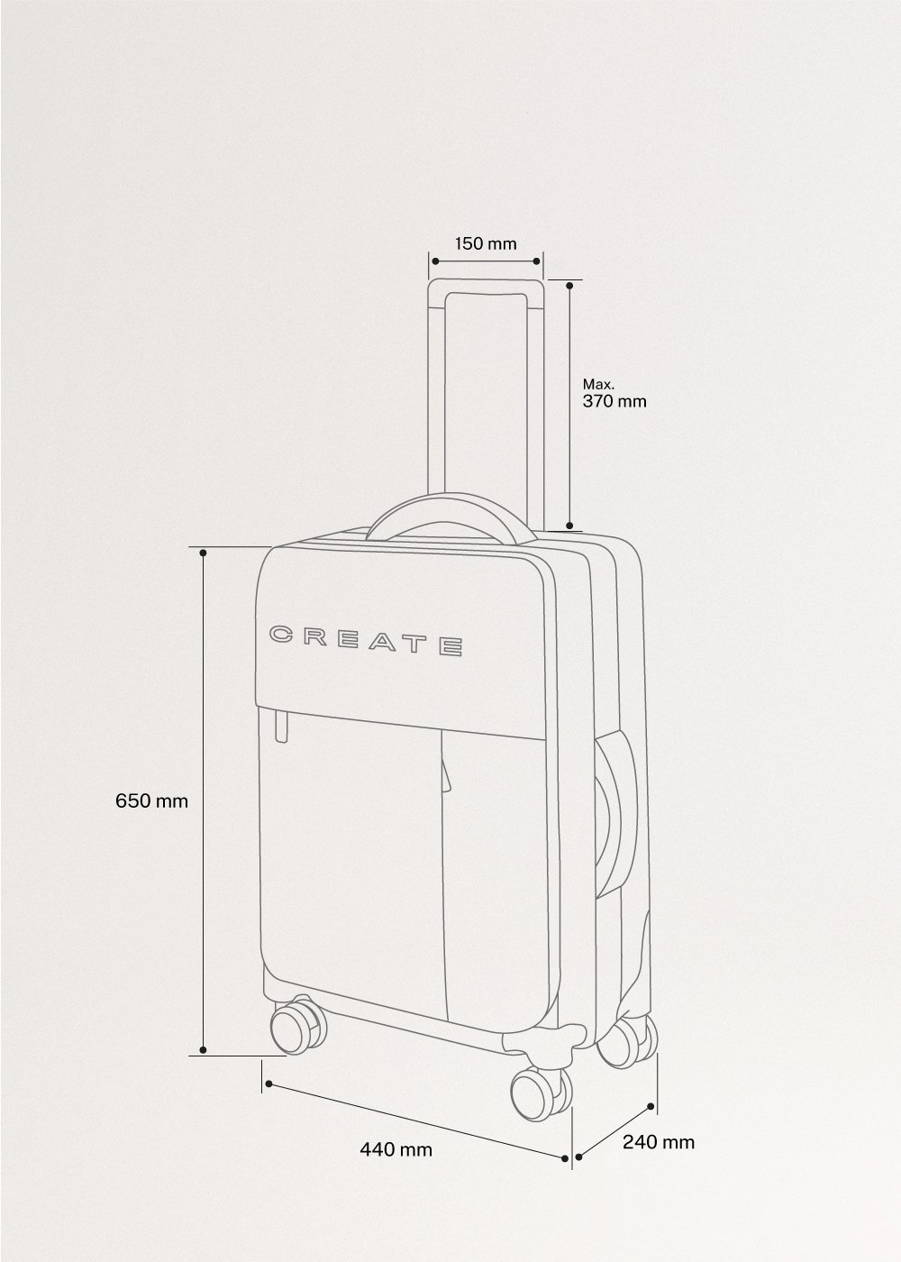 LUGGAGE STUDIO SOFT - Valise souple en polyester avec serrure TSA et roues multidirectionnelles, medidas foto vertical