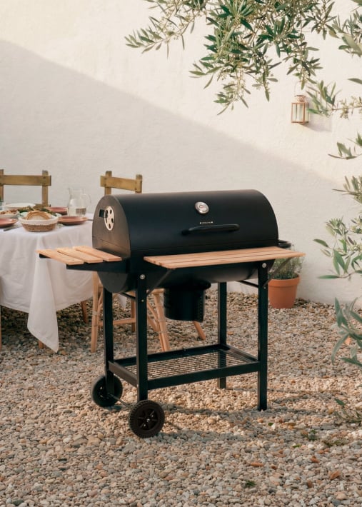BBQ SMOKEY EASY - Barbecue fumoir au charbon, sur roulettes
