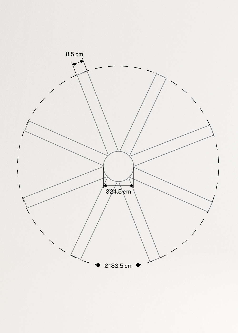 WIND INDUSTRIAL - Ventilateur de plafond 40W silencieux plusieurs tailles disponibles, medidas foto vertical