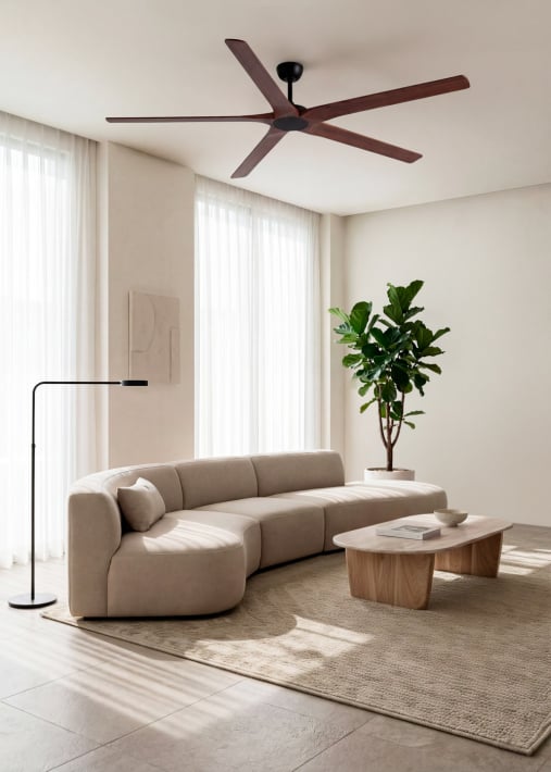 WIND INDUSTRIAL WOOD - Ventilateur de plafond silencieux 40W en bois 100 % naturel, plusieurs tailles