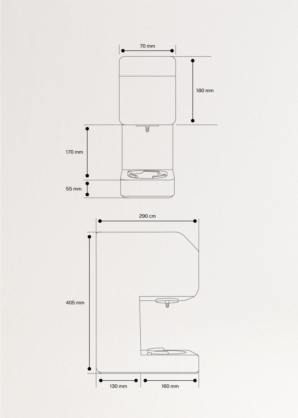 ICE CREAM MAKER STUDIO - Sorbetière multifonction 600 ml, medidas foto vertical