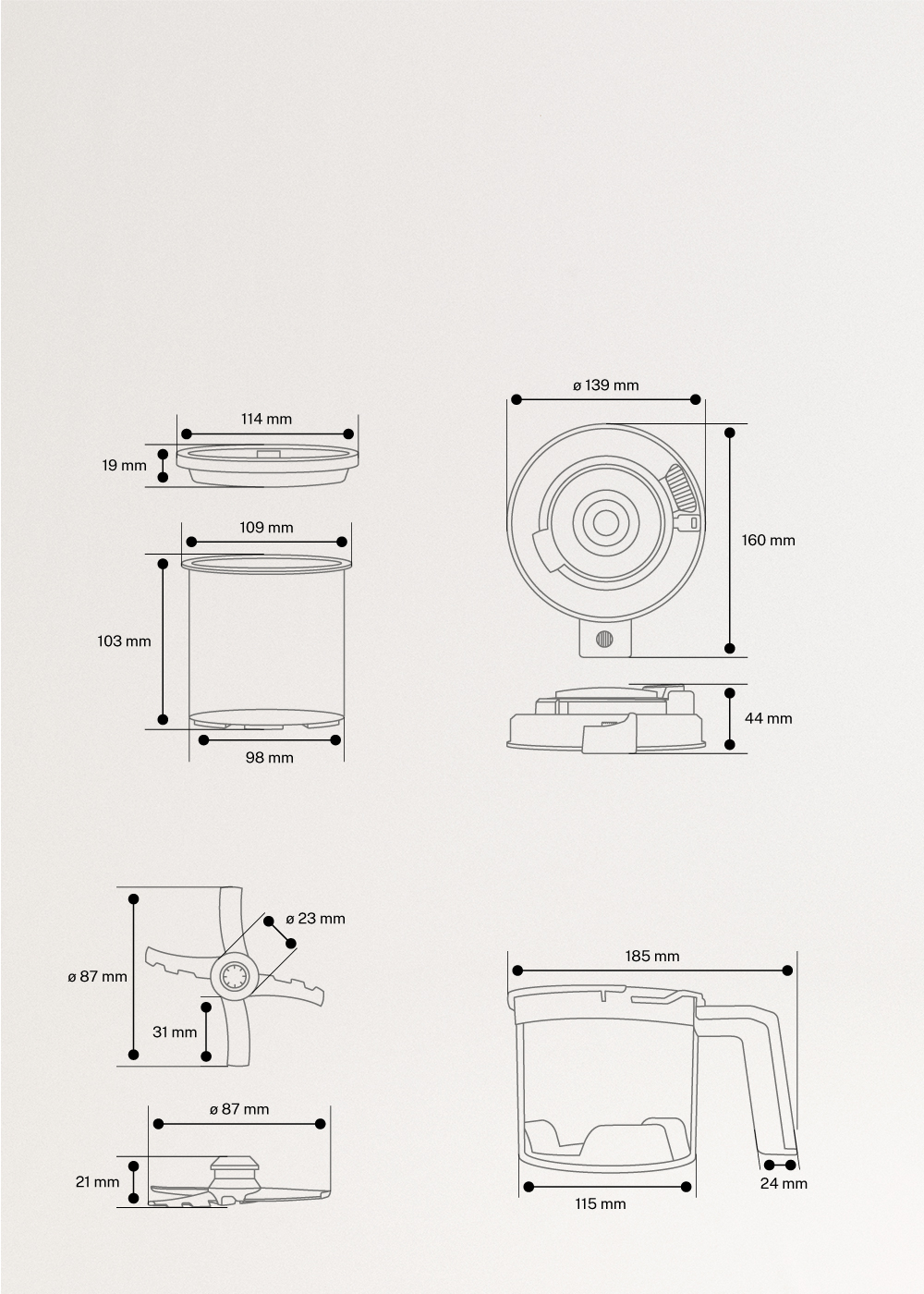 ICE CREAM MAKER STUDIO - Sorbetière multifonction 600 ml, medidas foto vertical