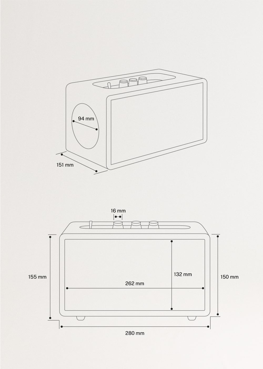 SPEAKER RETRO WOOD - Enceinte portable 55W avec Bluetooth, USB et AUX, medidas foto vertical