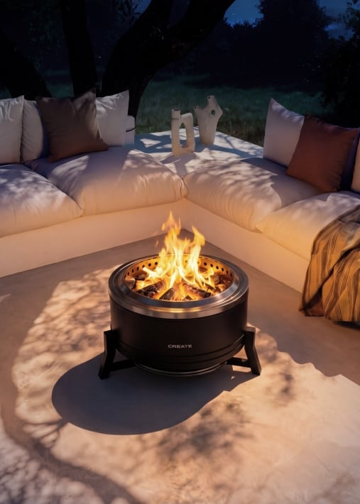FIRE PIT ROUND - Brasero d’extérieur à pellets de 12 kW sans fumée