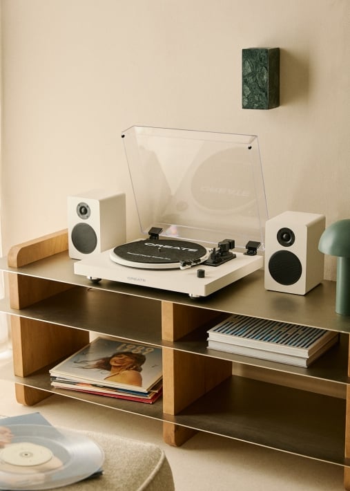 RECORD PLAYER STUDIO PRO - Platine vinyle avec 2 enceintes externes, Bluetooth et sortie RCA