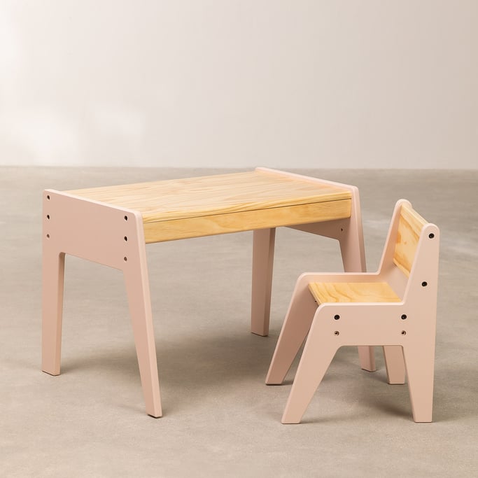 SKLUM - Ensemble table et chaise en bois pour enfants Blaby, imagen de galería 1