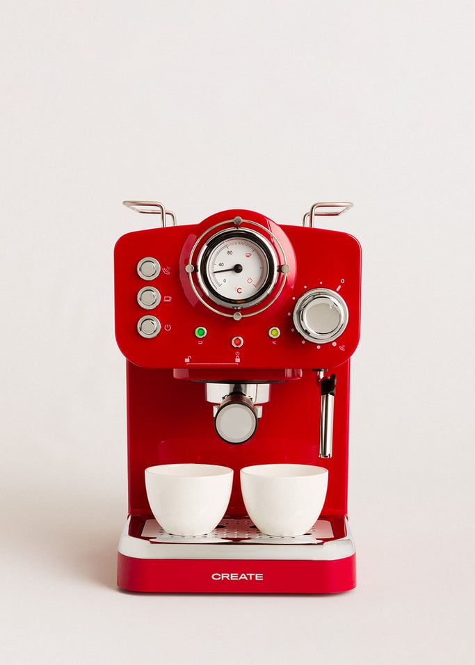 CREATE THERA Retro - Machine à café rétro - Rouge - Deux bras à