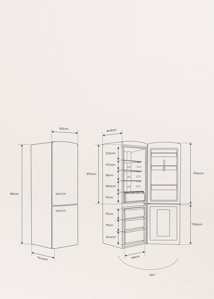 FRIDGE STYLANCE 330L - Réfrigérateur combiné de style rétro - Create