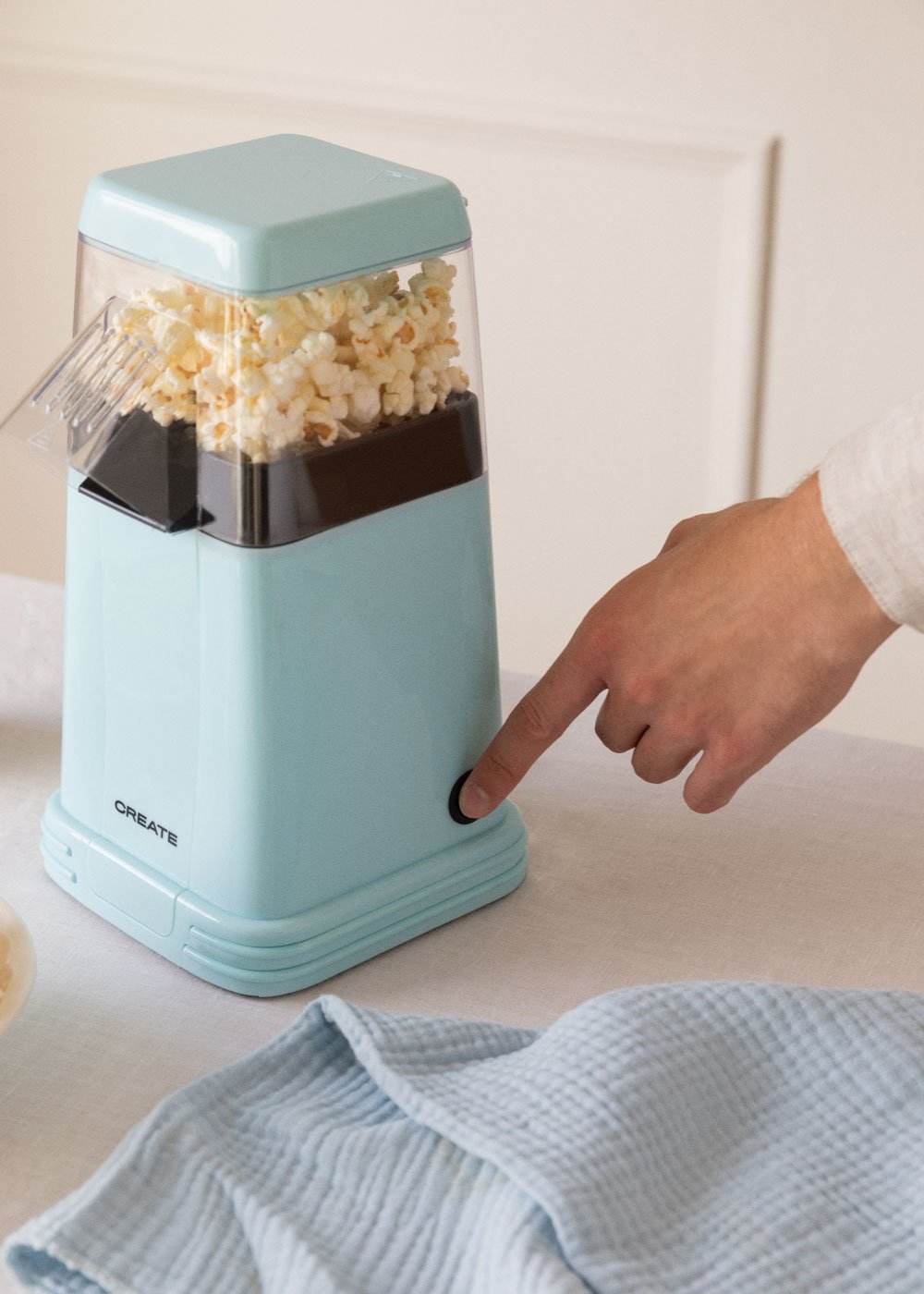 Podazz Electric Popcorn Maker - 1200 Watt Can Make Delicious Popcorn In 3 Minutes With A 60g Measuring Spoon And Removable Lid, Household (White