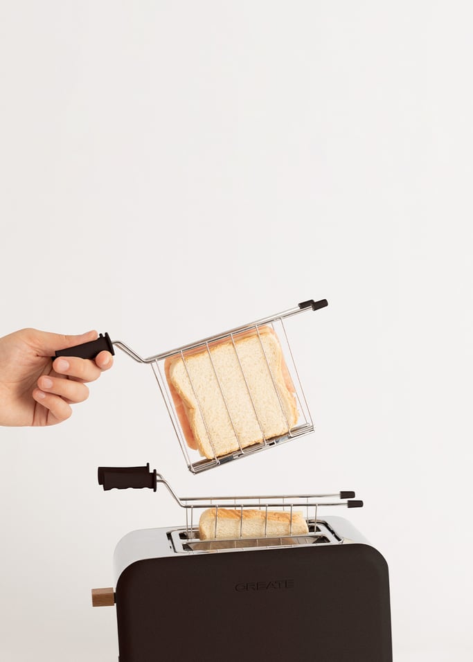 PACK TOAST RETRO Petit Grille-pain à fentes larges + 2 GRILLES pour  sandwichs