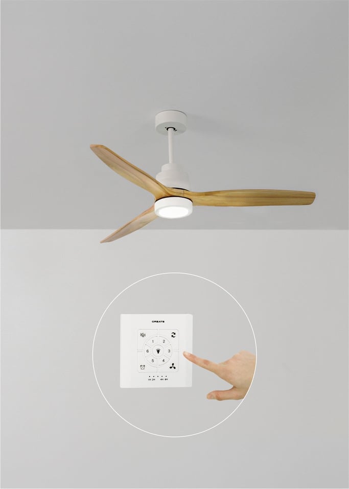 WIND STYLANCE - Ventilateur de plafond 40W silencieux Ø132 cm 100% bois, image de la galerie 1