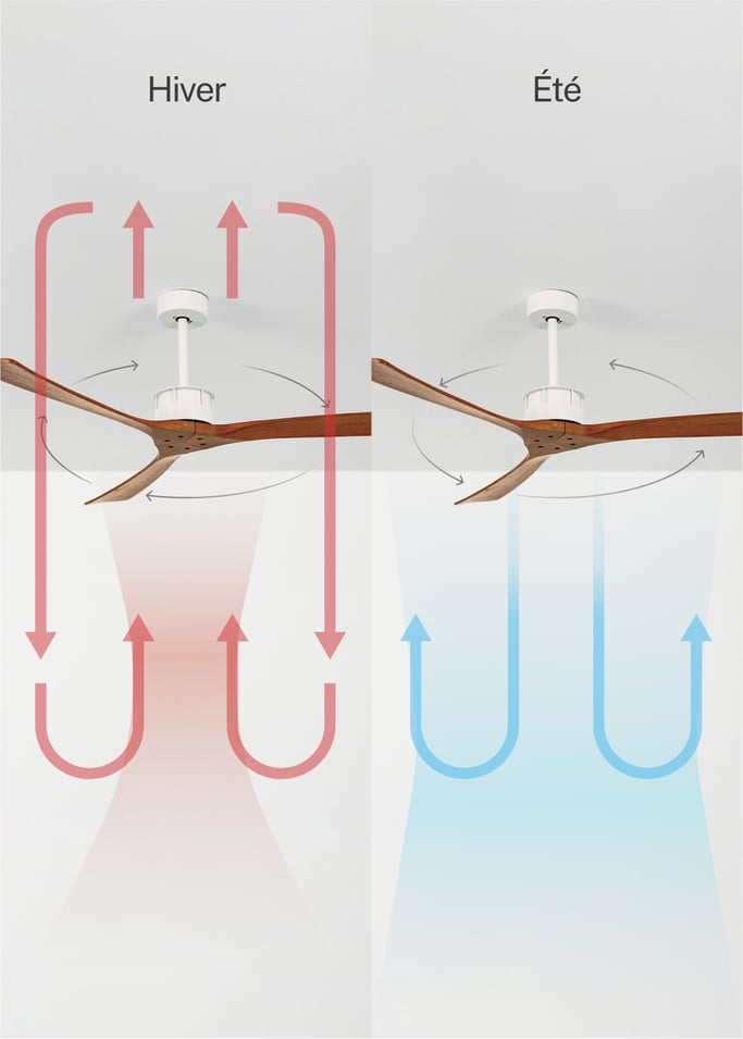 WIND LARGE - Ventilateur de plafond 40W silencieux Ø152 cm 100% bois, image de la galerie 3