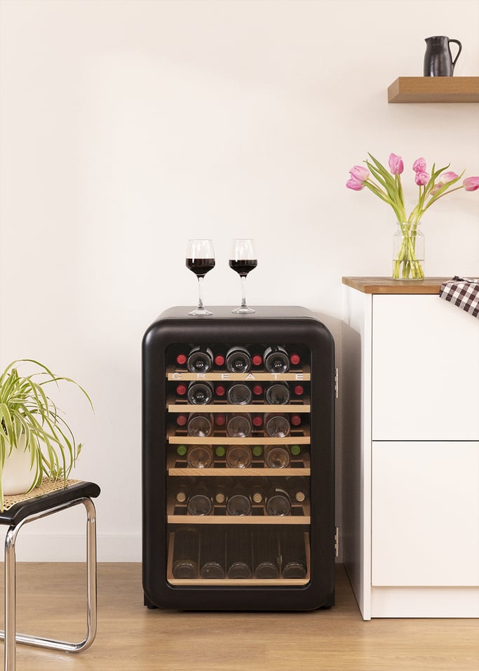 WINECOOLER RETRO - Refroidisseur à vin électrique de style rétro pour 12, 45 ou 76 bouteilles, image de la galerie 1