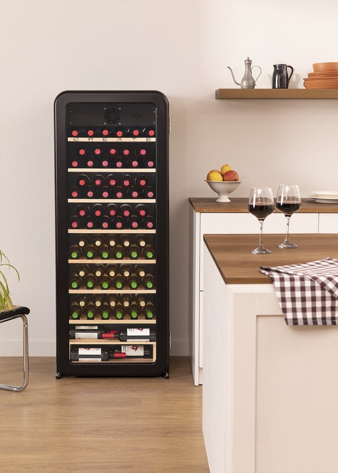 WINECOOLER RETRO - Refroidisseur à vin électrique de style rétro pour 12, 45 ou 76 bouteilles, image de la galerie 1