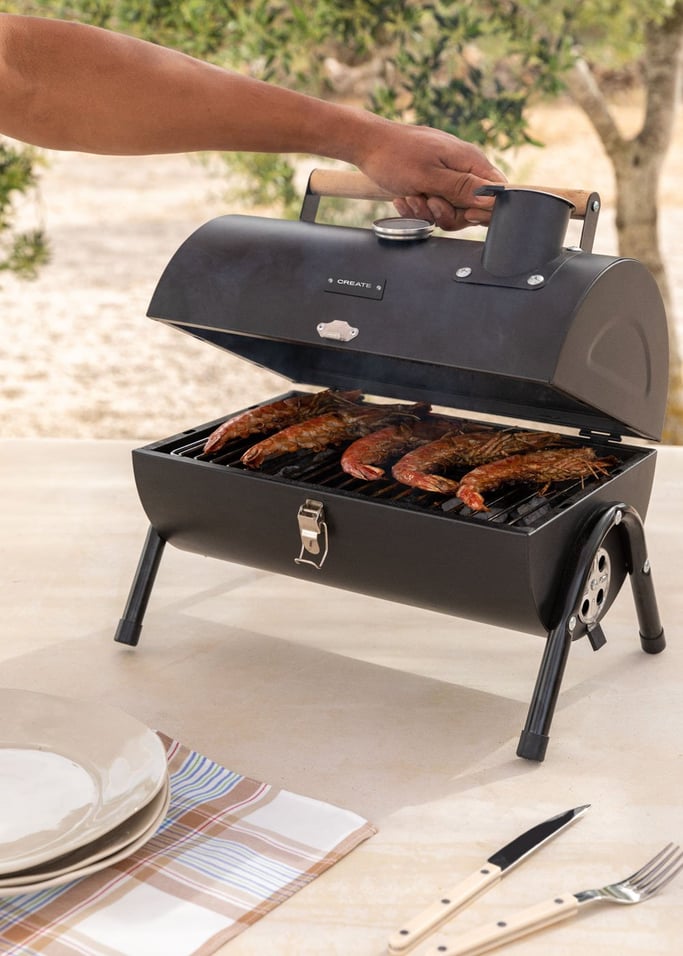 BBQ SMOKEY COMPACT - Barbecue fumoir au charbon de bois portatif, image de la galerie 2