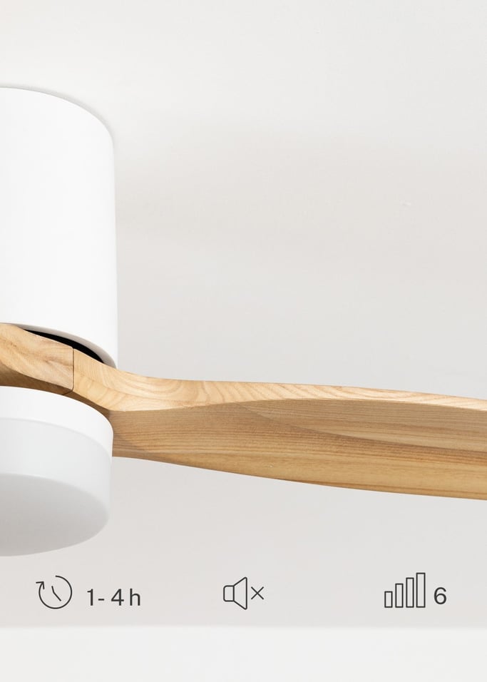 WIND CALM CONCRETE - Ventilateur de plafond 40W silencieux Ø132cm 100 % bois avec un boîtier en plâtre personnalisable, image de la galerie 7