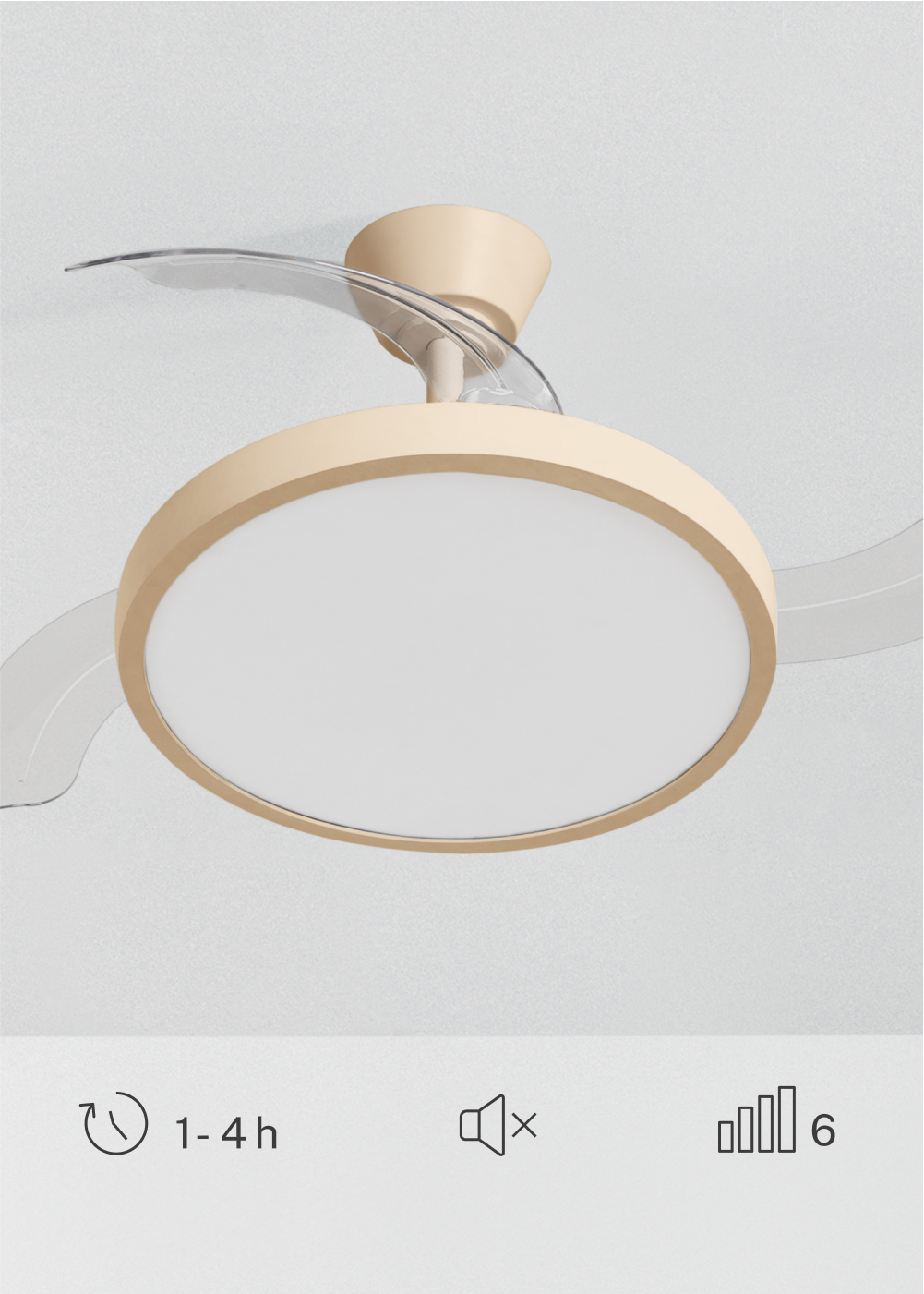 CREATE - WIND CLEAR - Ventilateur De Plafond Silencieux 40W 107 Cm Bois Naturel Avec Lumiere