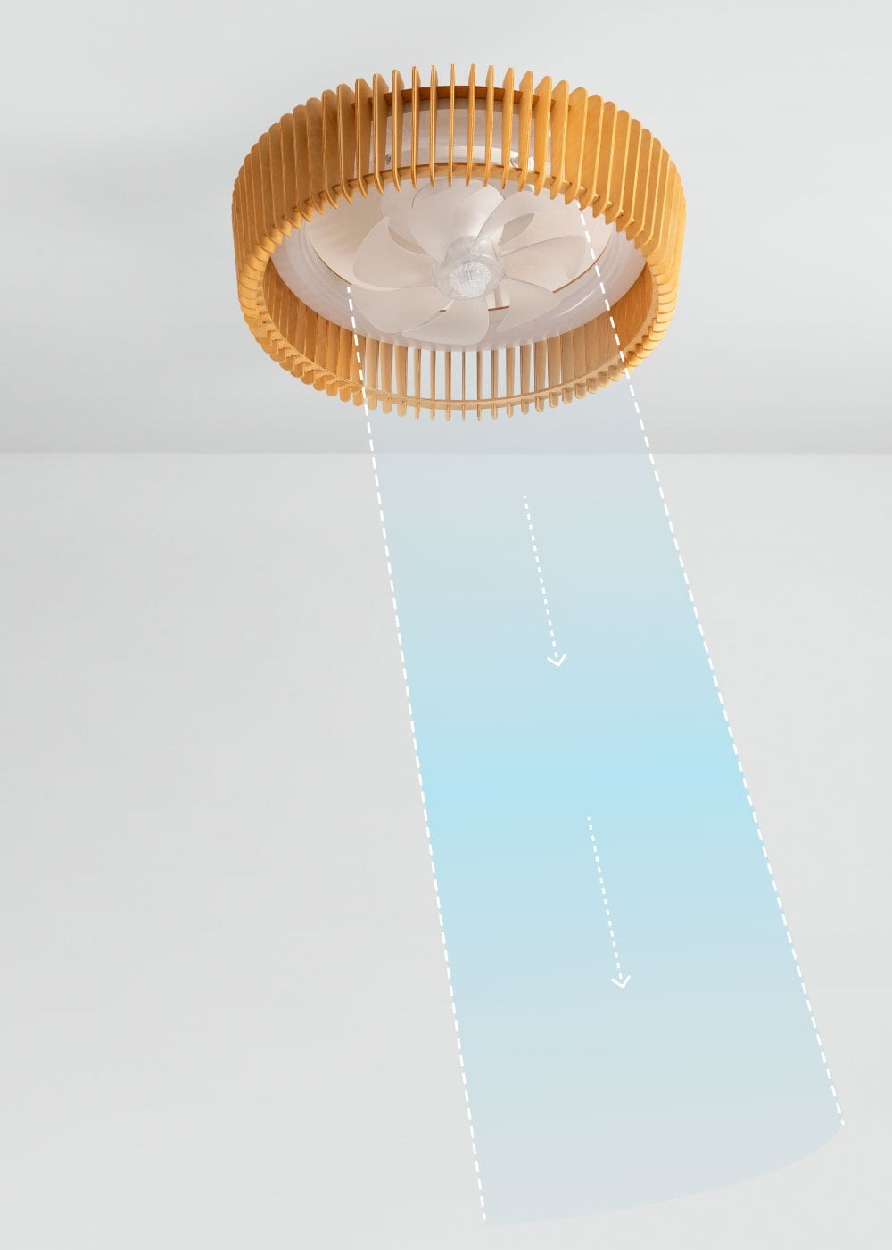 Ventilateur De Plafond Sans Pales Avec Lumière LED 32W - 6 Vitesses, 3 Couleurs, APP Et Télécommande - 49,5 Cm, Blanc