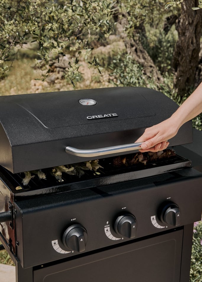 BBQ GAS BURNER - Barbecue à gaz 9kW avec 3 brûleurs et table rabattable., image de la galerie 3