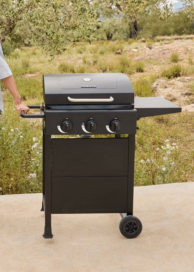 BBQ GAS BURNER - Barbecue à gaz 9kW avec 3 brûleurs et table rabattable., image de la galerie 4