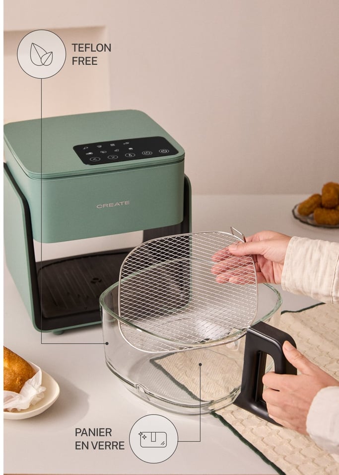 AIR FRYER STUDIO CRYSTAL - Friteuse à air en verre 4,2 L avec cuiseur vapeur en option, image de la galerie 3