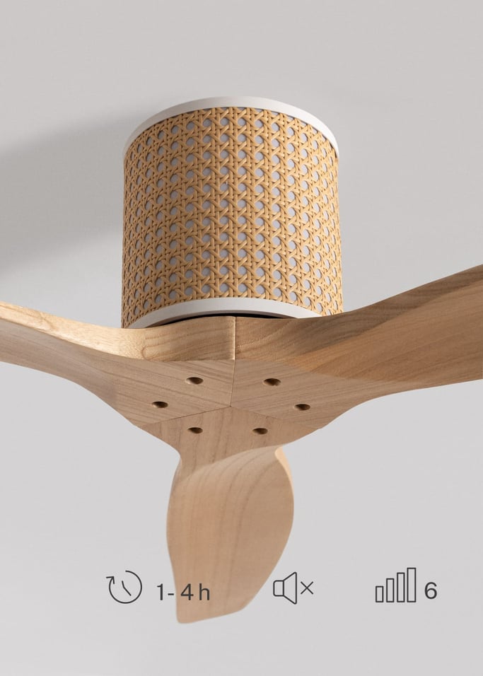 WIND CALM CUSTOM RATTAN - Ventilateur de plafond 40W silencieux Ø132 cm avec éclairage LED dans le corps et la lampe, image de la galerie 7