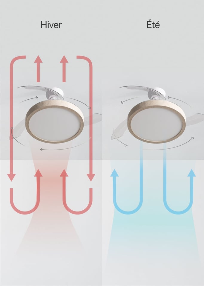 WIND CLEAR STUDIO - Ventilateur de plafond 40W silencieux avec pales rétractables et lumière LED, plusieurs tailles, image de la galerie 4