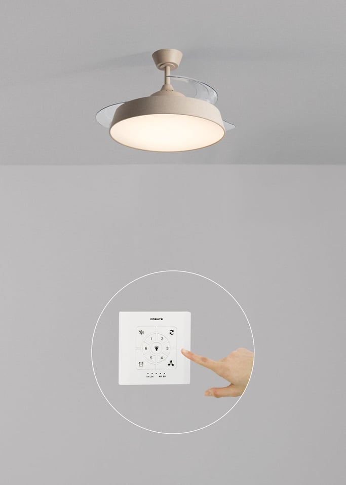 WIND CLEAR CONTOUR  - Ventilateur de plafond silencieux 40 W Ø107 cm avec pales rétractables et lumière LED, image de la galerie 2