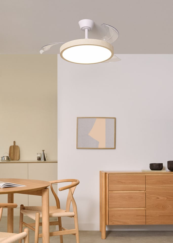 WIND CLEAR STUDIO - Ventilateur de plafond 40W silencieux avec pales rétractables et lumière LED, plusieurs tailles, image de la galerie 3