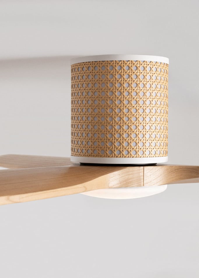 WIND CALM RATTAN - Ventilateur de plafond 40W silencieux Ø132 cm avec éclairage LED dans le corps et la lampe, image de la galerie 5
