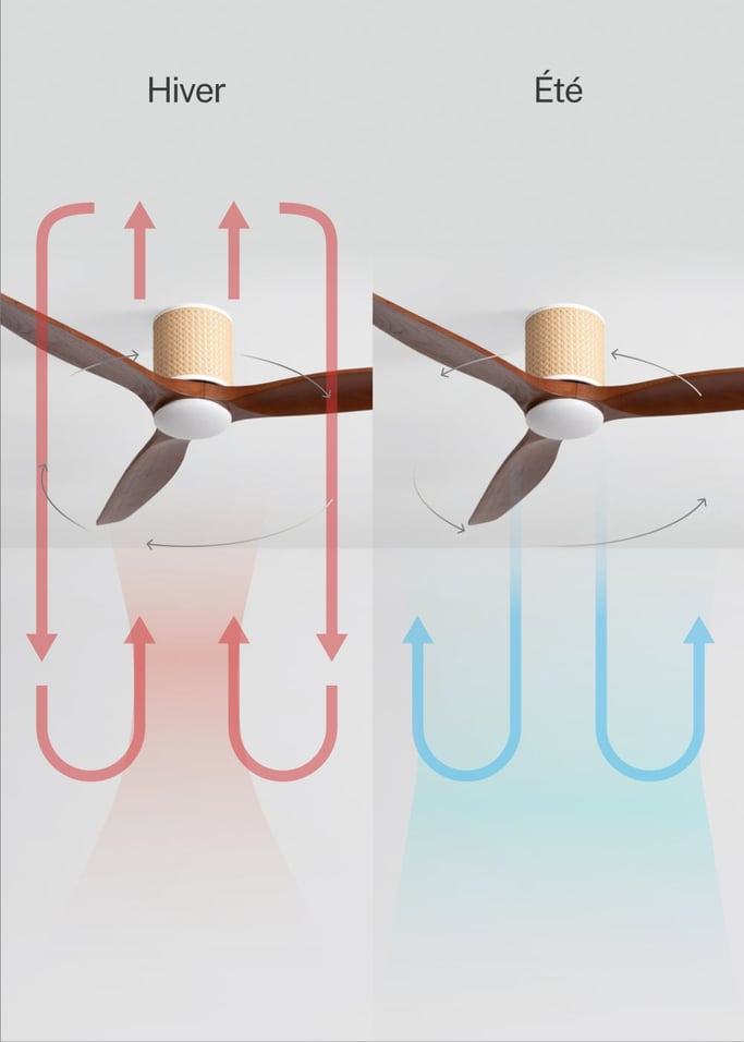 WIND CALM CUSTOM RATTAN - Ventilateur de plafond 40W silencieux Ø132 cm avec éclairage LED dans le corps et la lampe, image de la galerie 4