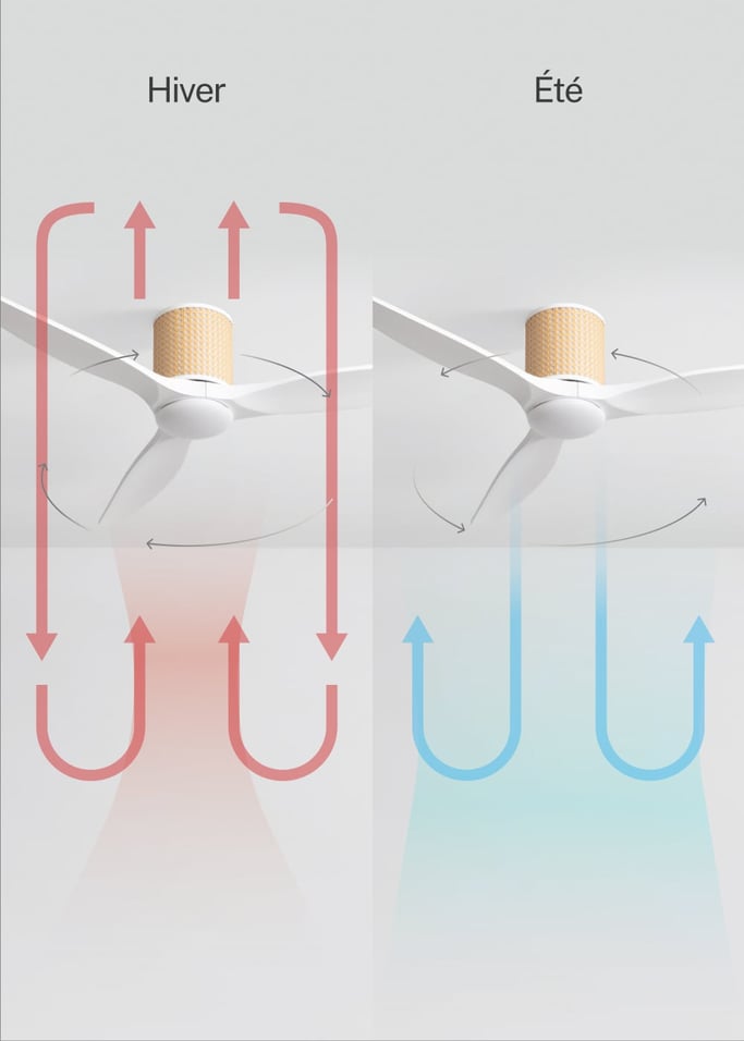 WIND CALM CUSTOM RATTAN - Ventilateur de plafond 40W silencieux Ø132 cm avec éclairage LED dans le corps et la lampe, image de la galerie 4