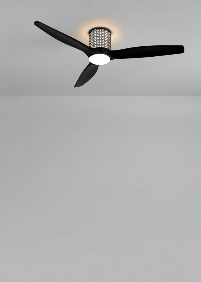 WIND CALM CUSTOM RATTAN - Ventilateur de plafond 40W silencieux Ø132 cm avec éclairage LED dans le corps et la lampe, image de la galerie 3