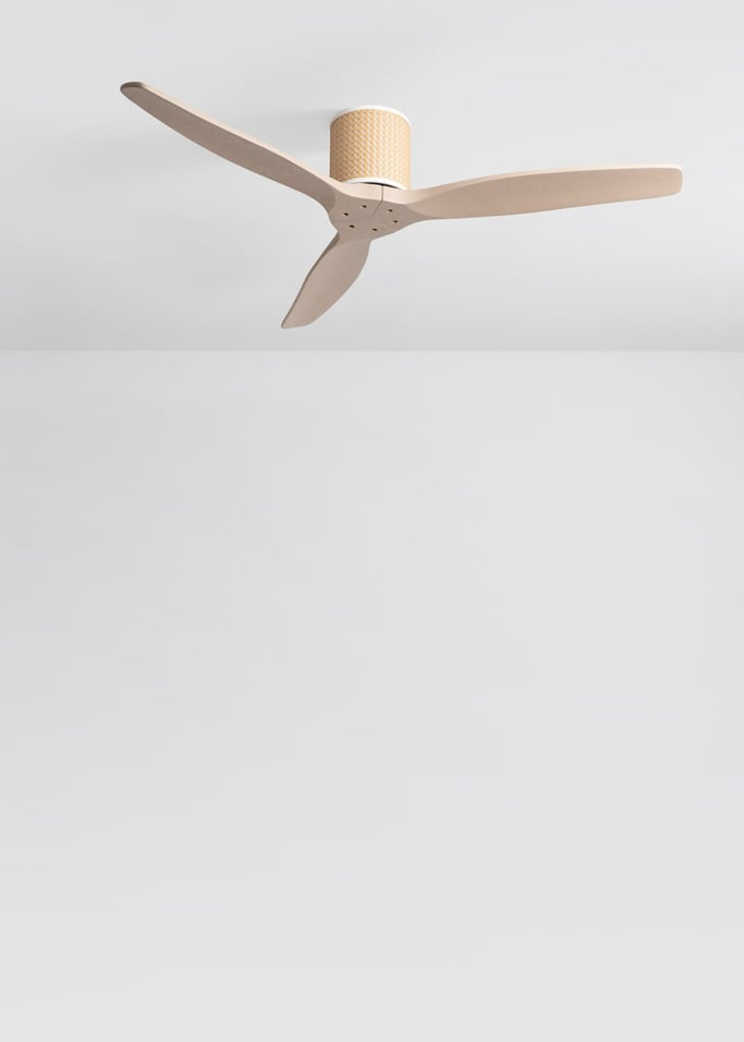 WIND CALM CUSTOM RATTAN - Ventilateur de plafond 40W silencieux Ø132 cm avec éclairage LED dans le corps et la lampe, image de la galerie 3